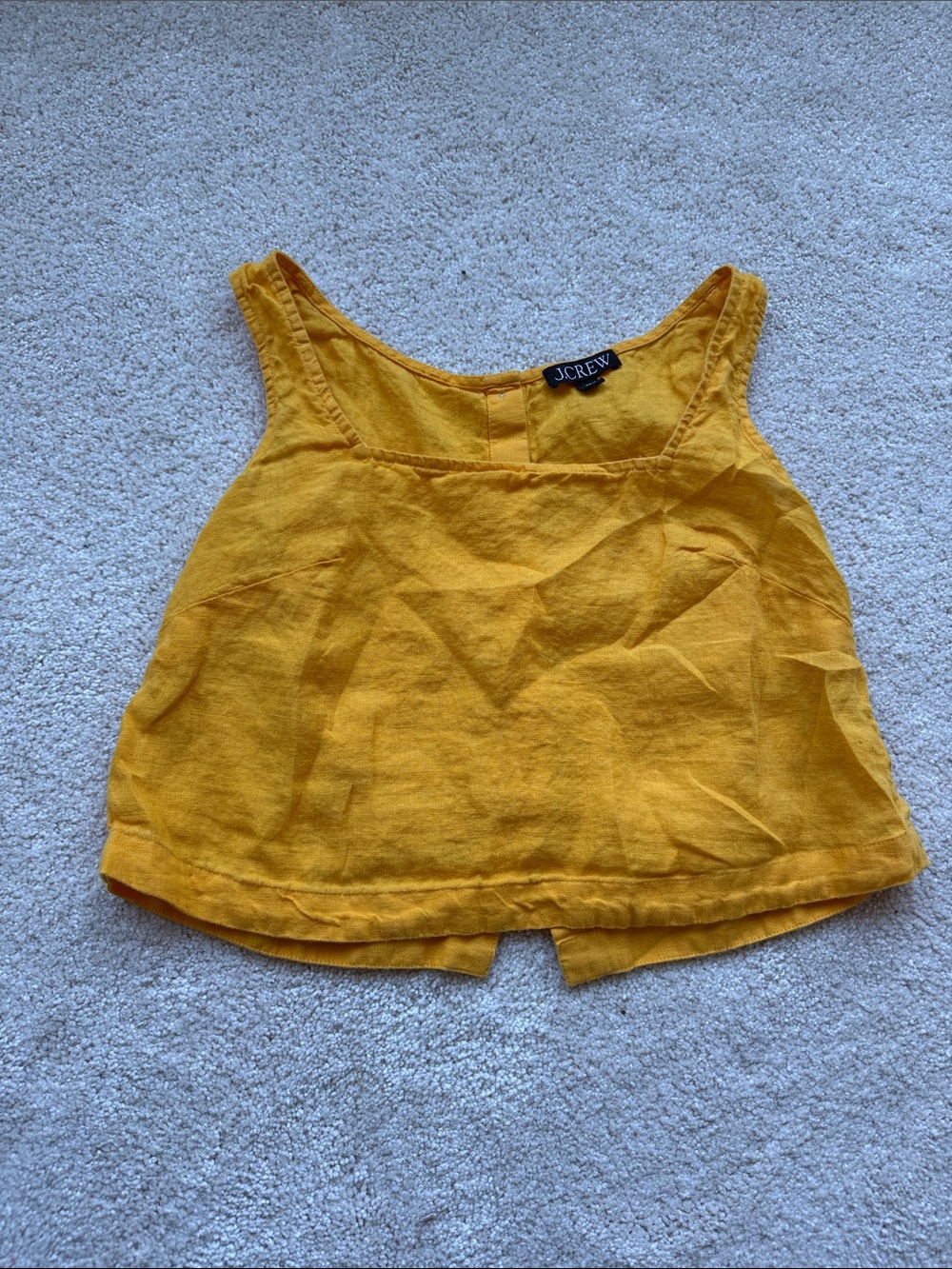 J. Crew Yellow Linen-Blend Cropped Tank Top